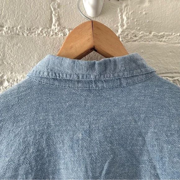Orvis Womens Linen Blend Button Up Relaxed Fit Blue Tunic Top Coastal Preppy L - Picture 9 of 16
